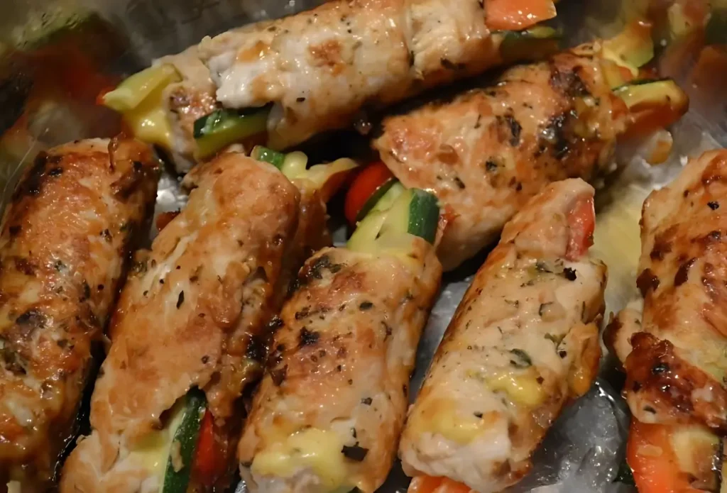 Grilled Chicken Rolls with Vegetables